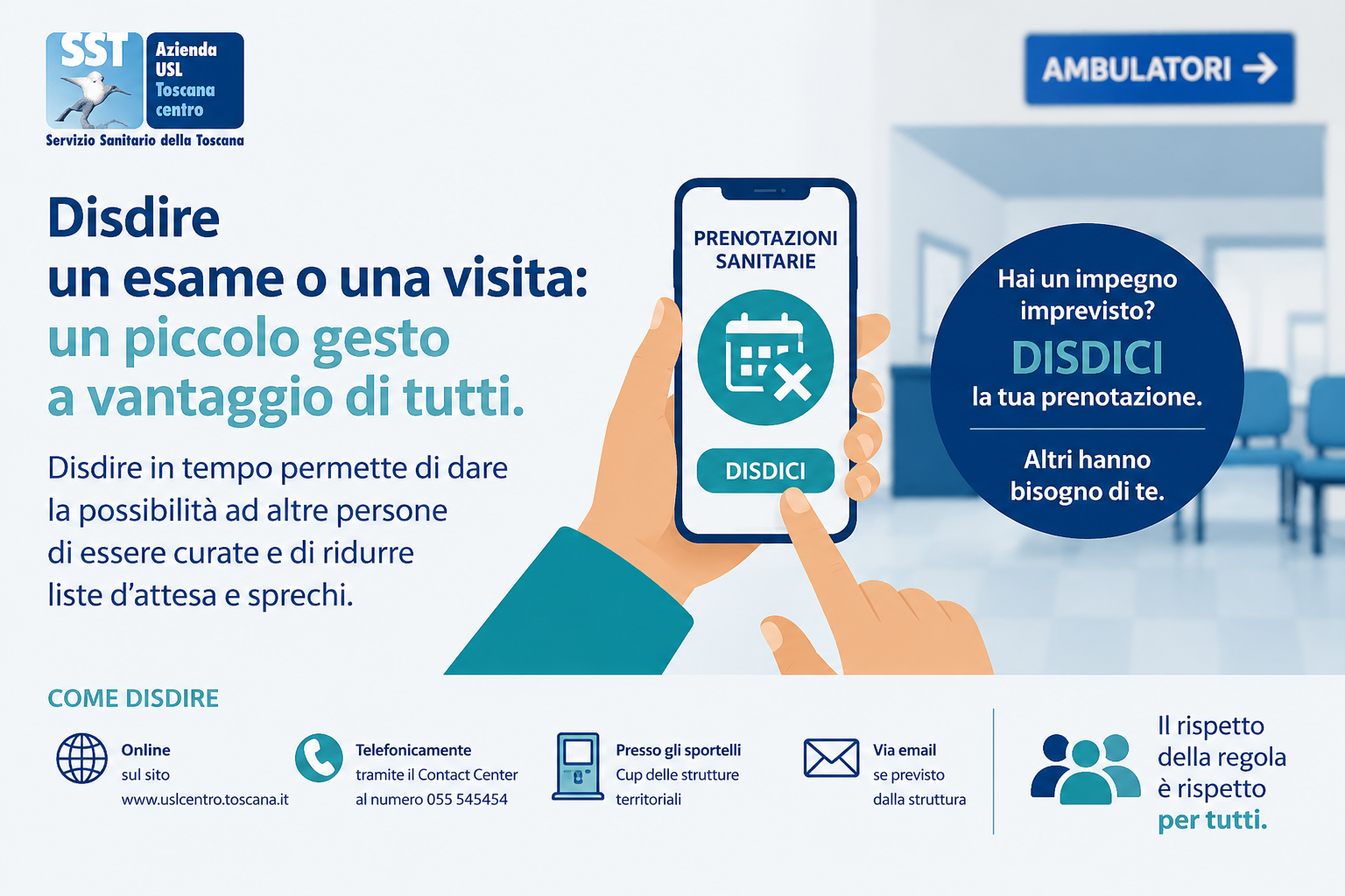 Nella foto uno slogan su come disdire un esame