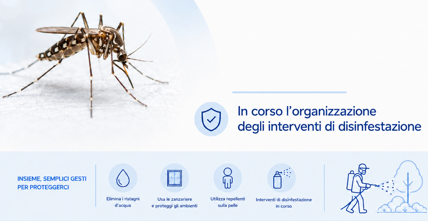 Nella foto una zanzara e le opere di disinfestazione