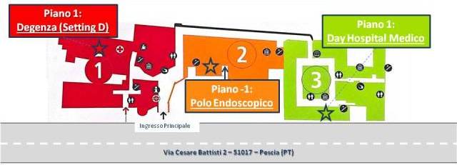 Mappa reparto GED ospedale Pescia dettaglio